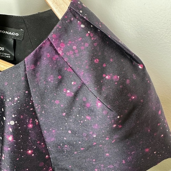 CLUB Monaco Black Ophelia Galaxy Print Silk Dress Size 00 - Picture 5 of 8